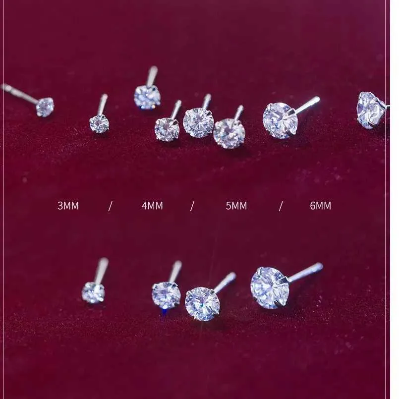 Winzige runde Zirkonia-Ohrstecker aus 925er Sterlingsilber für Damen und Herren, kleine Moissanit-Ohrringe_voghion.com