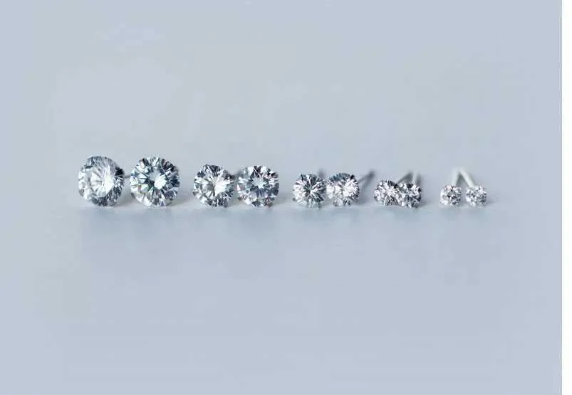 Winzige runde Zirkonia-Ohrstecker aus 925er Sterlingsilber für Damen und Herren, kleine Moissanit-Ohrringe_voghion.com