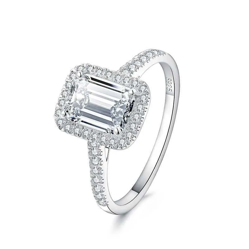 Emerald Cut 2ct Lab Diamond Ring Sets Real 925 Sterling SilverEngagement Wedding Band Rings For Women Bridal Gem Jewelry_voghion.com