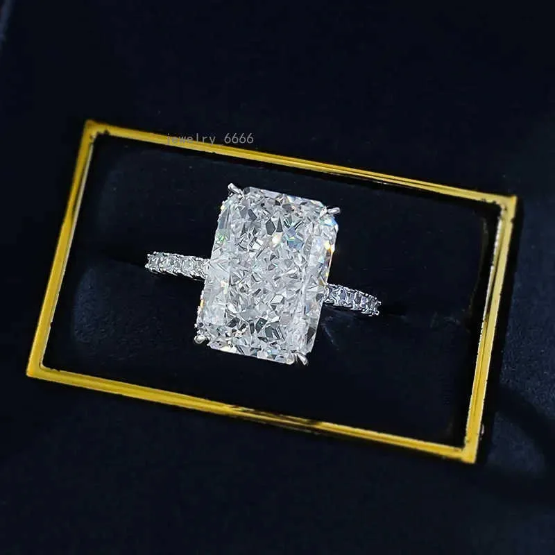 Radiant Cut Lab Diamond Ring 925 Sterling Silver Wedding Band_voghion.com