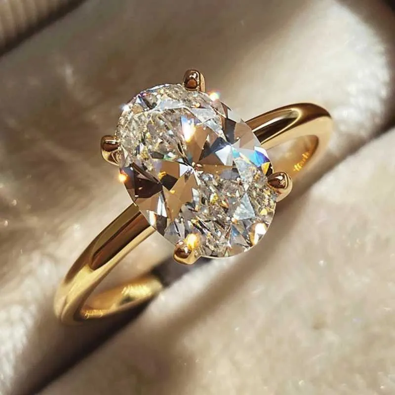 925 Sterling Silve 1-8CT Moissanite Diamond Gorgeous Shiny Oval Stone Ring For Women Engagement Wedding Luxury High_voghion.com