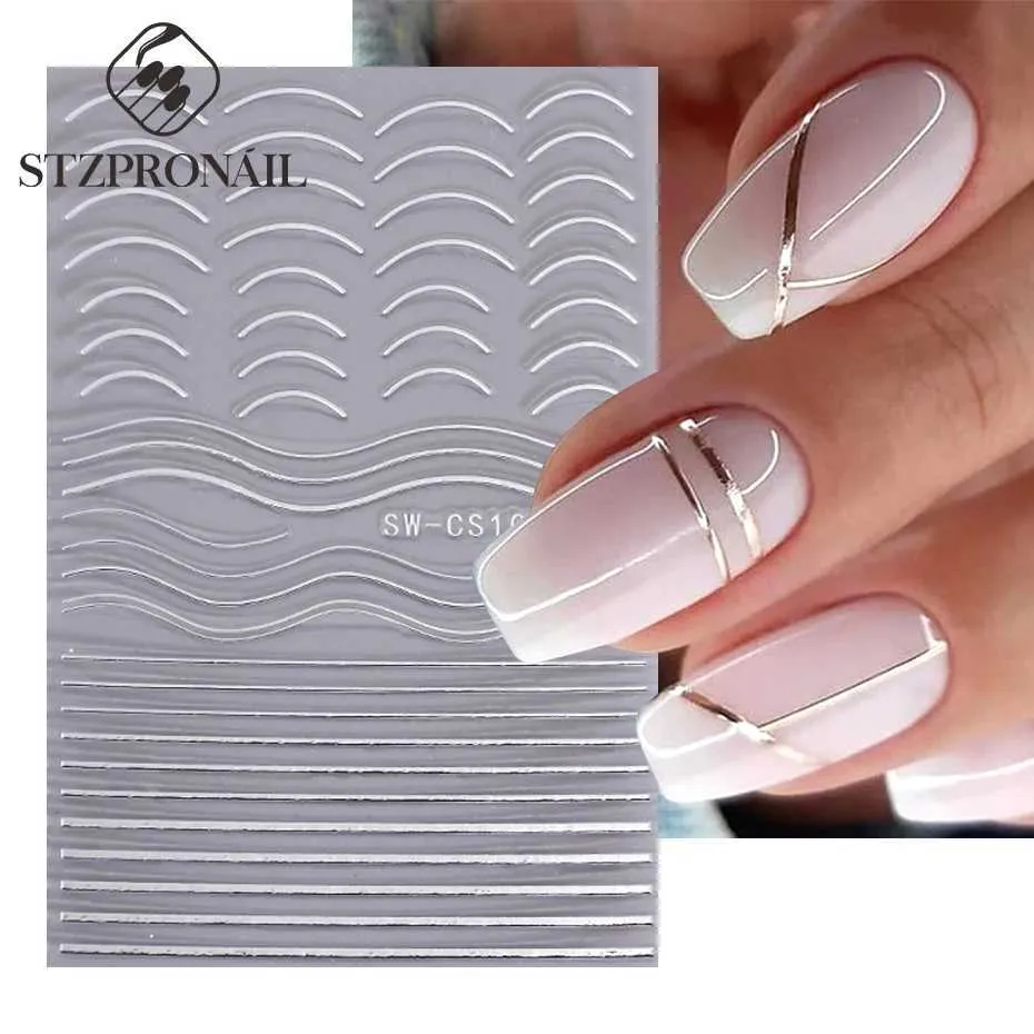 Stickers Autocollants Nail Art - Fermeture éclair Dorée Pour Décorer Les Ongles - Neuf Sous Blister