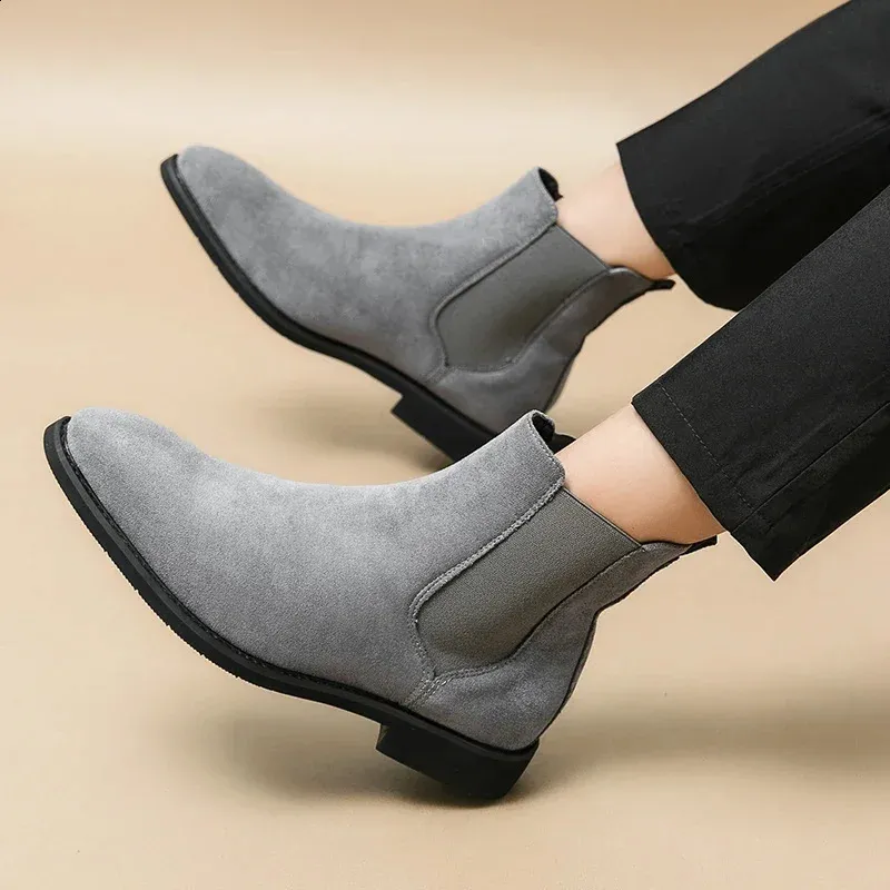 Gray Chelsea Boots For Men Flock Business Men Ankle... From Longda009,  $34.86 | DHgate.Com