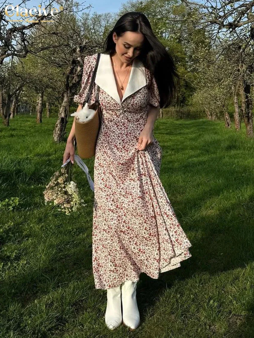 Summer Fashion: Women's Clacive Print Office retrofete dress with Lapel, Short Sleeves, Patchwork Design, and Ankle Length - 2021 Collection Summer Fashion: Women's Clacive Print Office retrofete dress with Lapel, Short Sleeves, Patchwork Design, and Ankle Length - 2021 Collection