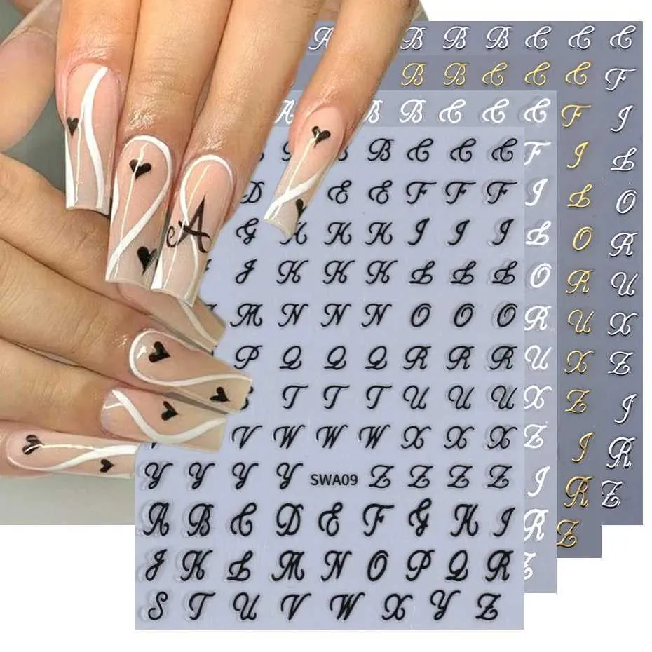 thumbnail image 2 of Nail Art 3D Decal Stickers – White Alphabet Letters, HBJY036, PVC Waterproof 2 of 3