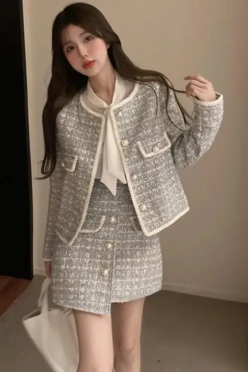 ジャケット・アウター tweed over jacket / mini skirt design tweed over jacket / デザインツイードオーバー