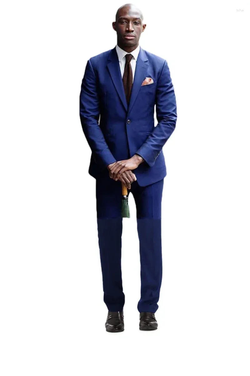 Classy Royal Blue Gorgeous Plaid Slim Fit Formal Men Suits main image 1