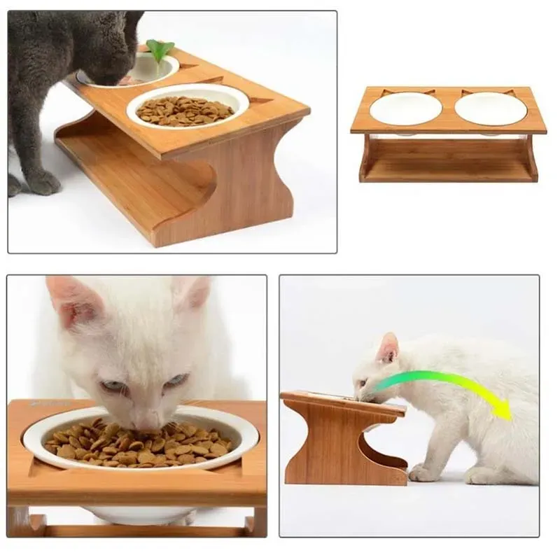162632 Tilted Bowl Cat Puppy Kitten Food Dish Dog Feeder Water Dispenser Pet Supplies_voghion.com