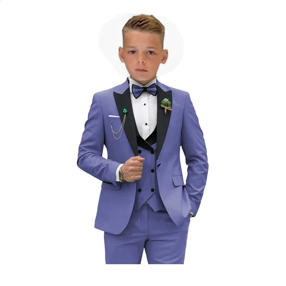Lito Angels Kind Jongens Kostuums & Blazers Tuxedo Smoking Pak Set van 5 Stuks Bruiloft Feest Formele Kleding Outfit Maat 116 (Leeftijd 5-6 Jaar) Blauw