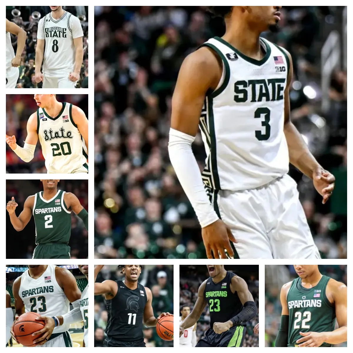 2025 NCAA MSU Spartans Basketball College Jersey, Sizes S-3XL, Akins 3,  Booker 34, Coen Carr 55, Cooper 15, Fears 1, Fidler 8, Holloman 5,  Kohler