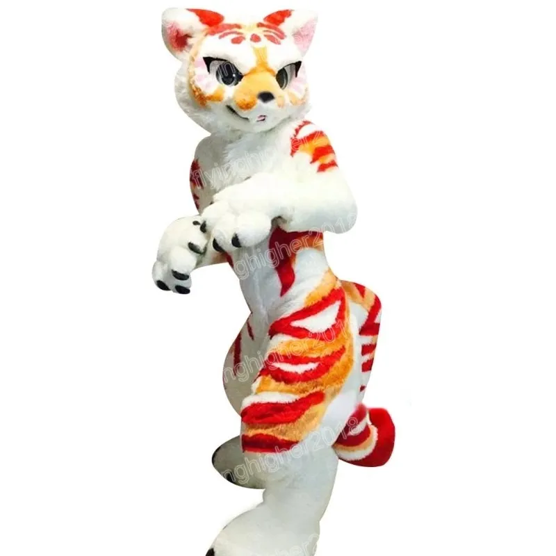 Adult Animal Mascot Costume: Long Fur Husky Fox Dog Cartoon Character ...