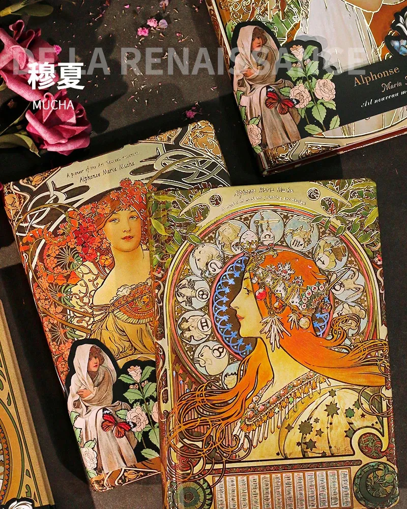 Muchas Painting Series Retro Hardcover Notebooks, Classic Color Page ...