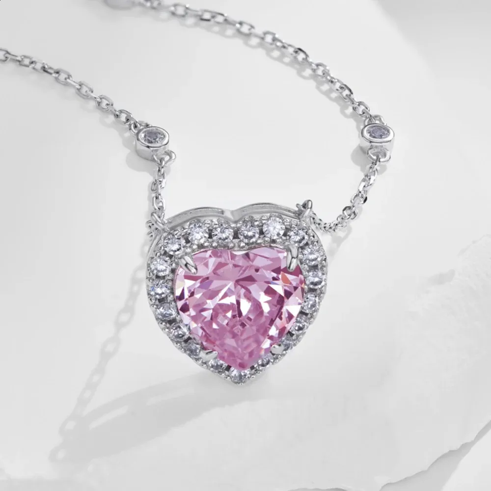 Pure silver pink heart necklace main image 1