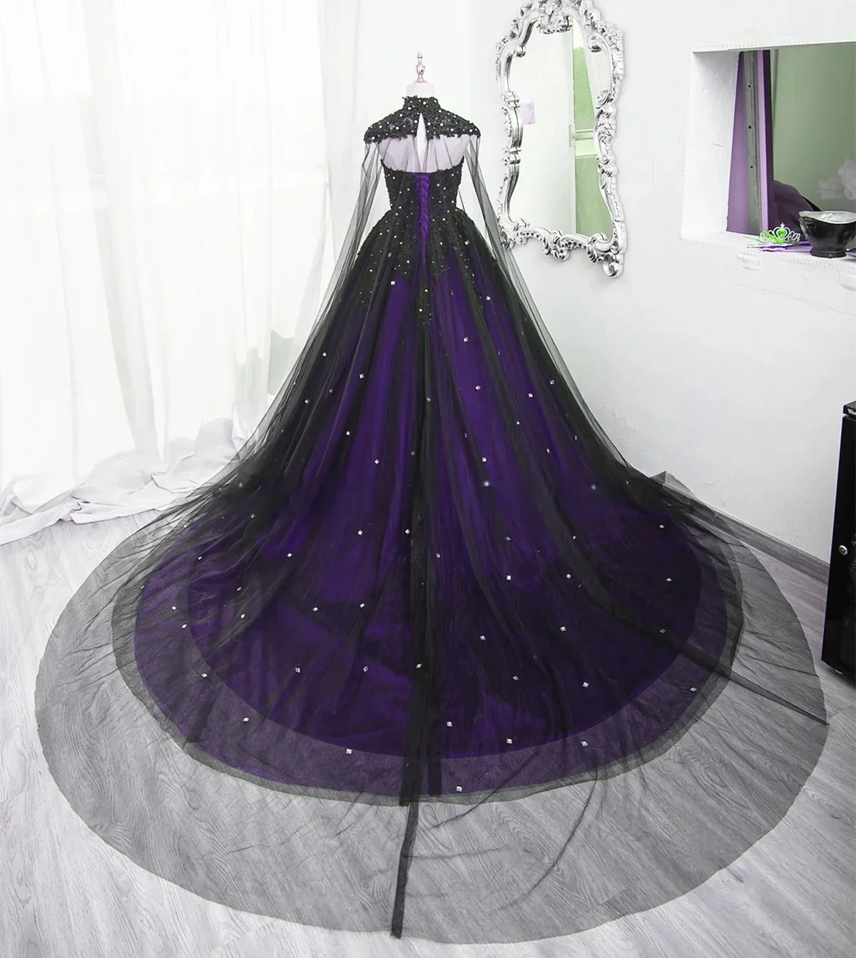Gothic Wedding ss with ple and Bk e pliques