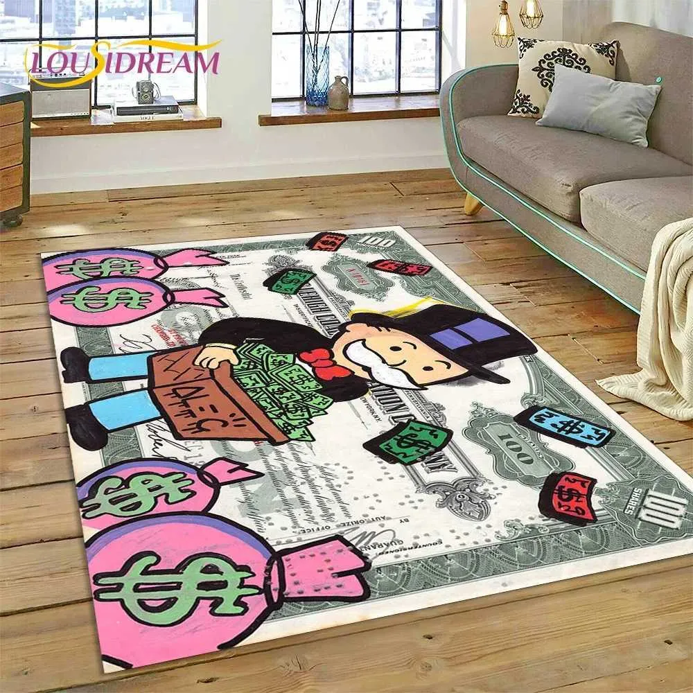 Monopaly Rug Game Dollar Monopoly Cartoon Money Rug Non Slip Floor Mat For Living ...