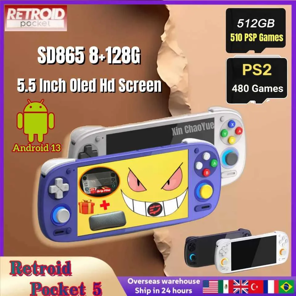 Retroid Pocket 5 Handheld Nintendo 2ds Games 5.5 OLED Screen, SD865 ...