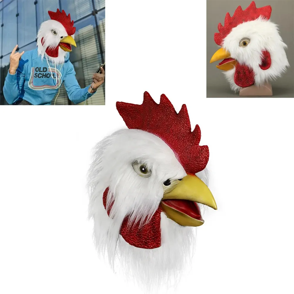 Chicken Costume For Men Rooster Mask Novelty Full Face Helmet, Carnival ...