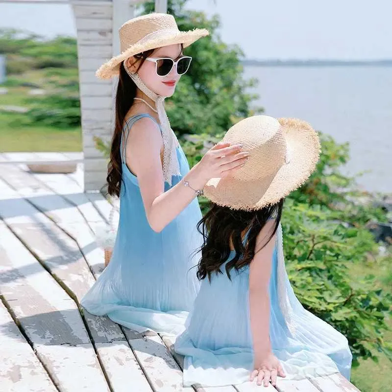 mom and me beach dresses Striped Blue Dress, Mommy and Me Dreses main image 1