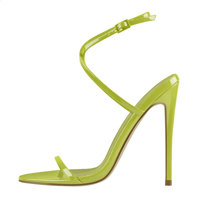 Neon Lime Green Stiletto Heels For Women – Pointed Toe Ankle Strap Pumps, 12cm Dress Shoes Bold Color Stilettos