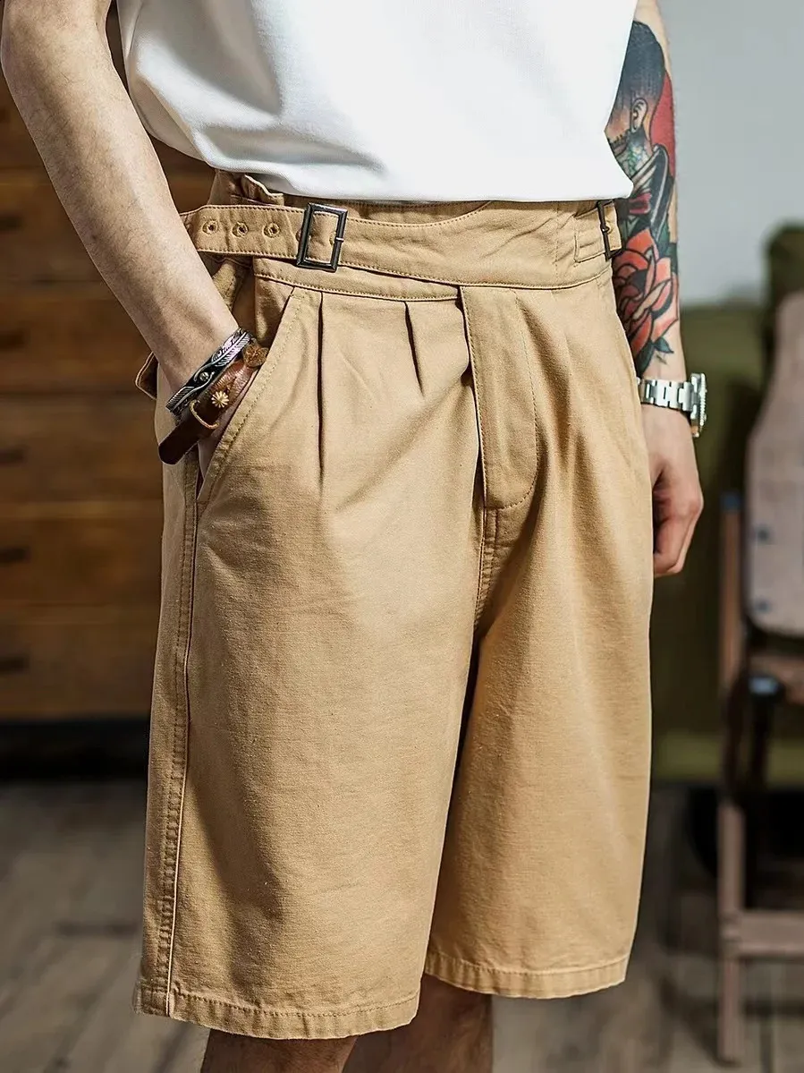Vintage Gurkha Shorts Men Safari Style High Waist From