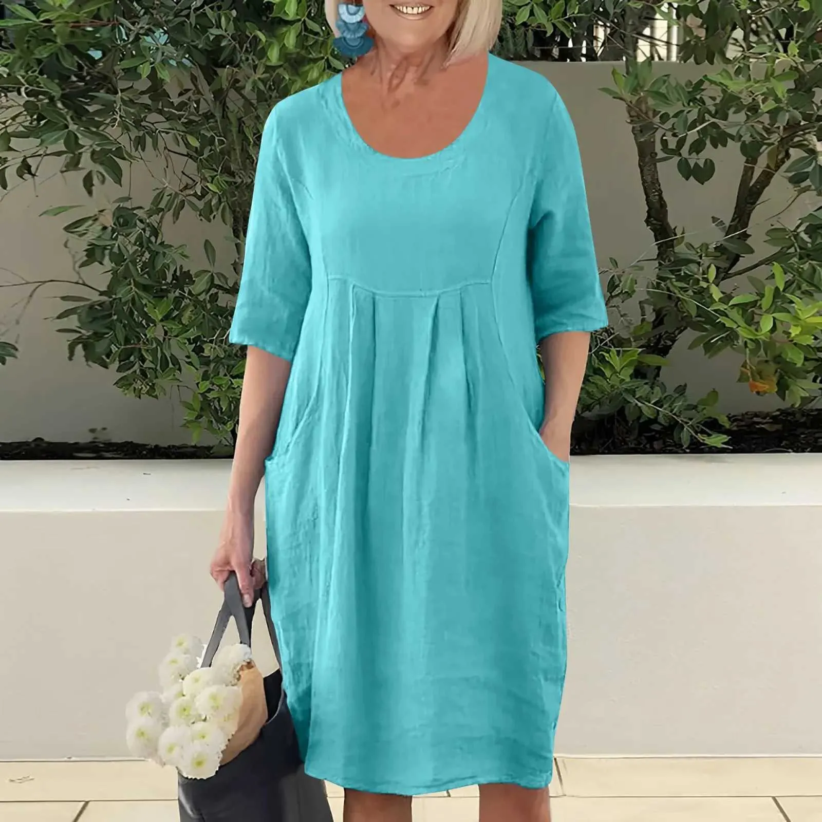 midi a line dress wedding guest Elegant Mother of the Bride Dress for Weddings Chiffon A Line Midi Wedding Guest Women Long Sleeves Tea Length Party Ivory / 2 main image 1