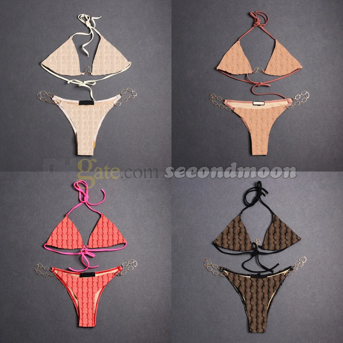 Traje De Baño De Bikini Sin Respaldo De Triángulo Para Mujeres