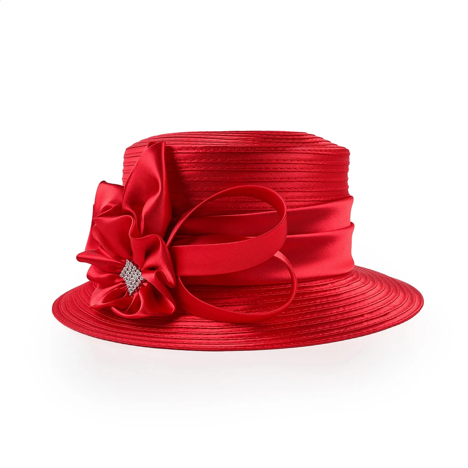 Elegant Satin Cloth Flower hats for church women for display picture 3