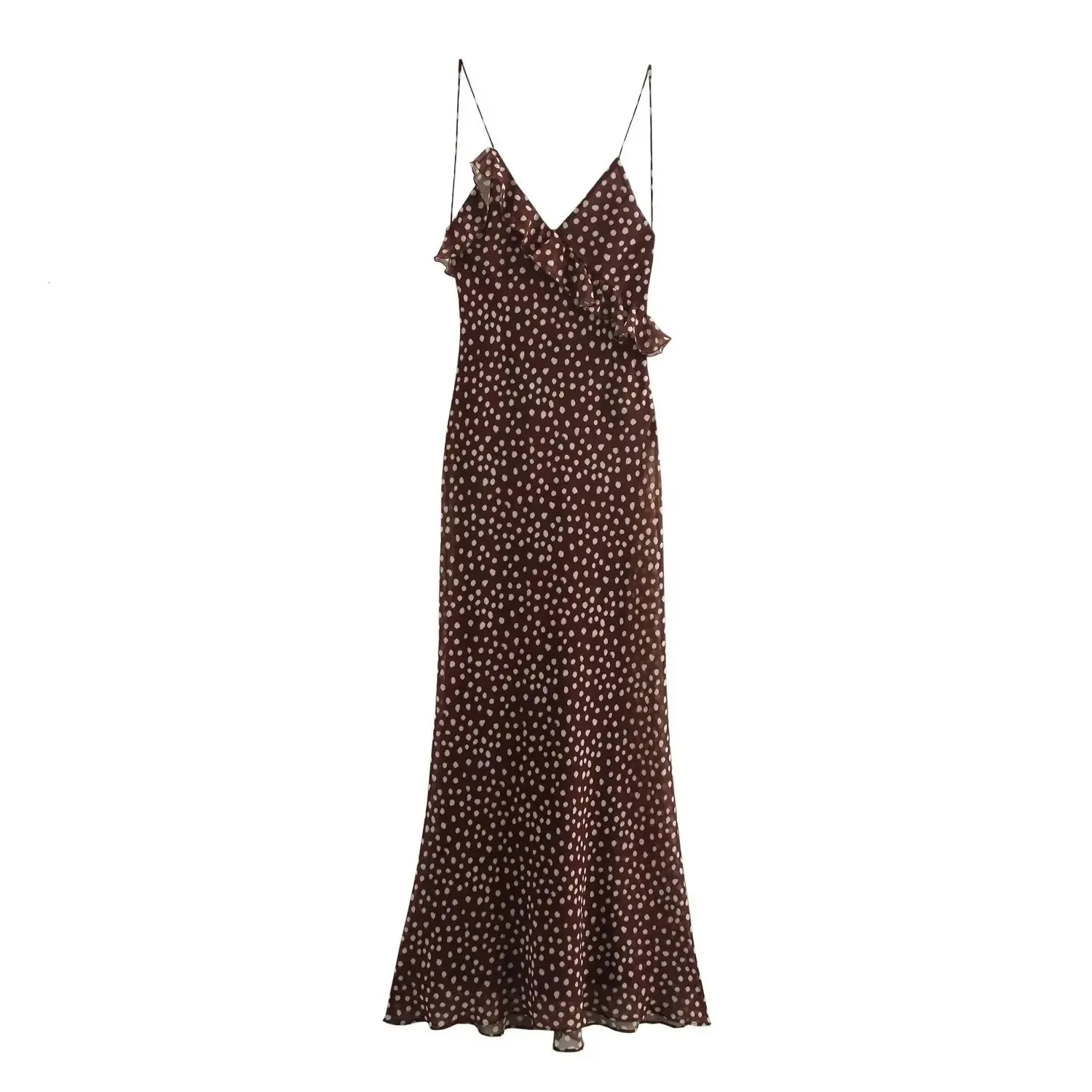 European & American Style Polka Dot Sleeveless Suspender cami dress with Simple Layered Decoration for Women's Fashion Clothing (251217)