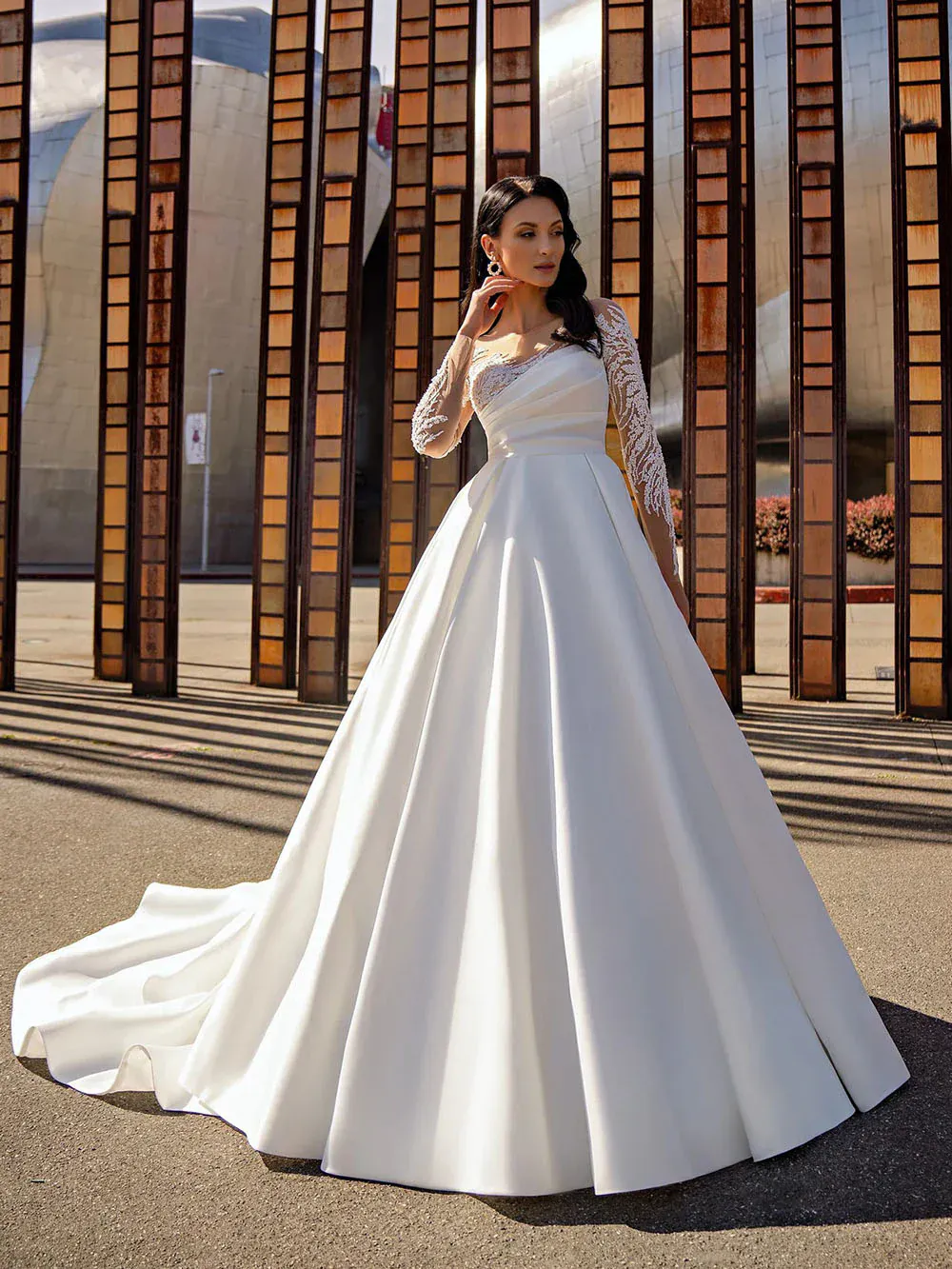 Floral A Line Long Sleeve Lace Appliqued Wedding Gown Scoop Neck, Elegant Bridal  Dress, Plus Size From Bestbrides, $173.39 | DHgate.Com