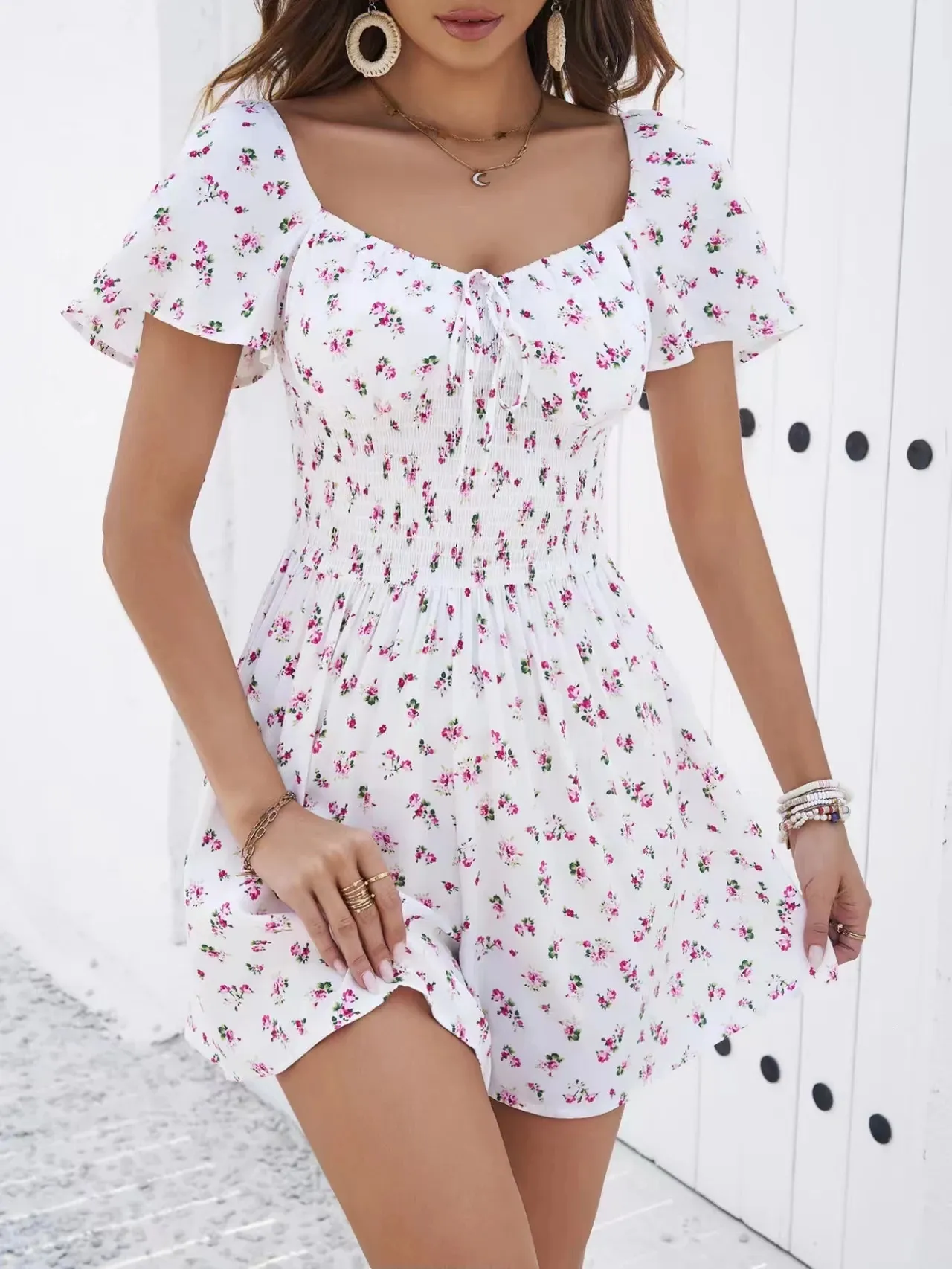 polyester fabric dress design Women's Elegant Mid-Length Abaya Dress - One-Piece Set - Polyester Printed  Fabric, Pleated Details, Long Sleeve, Shirt Collar, Waist Cinched Design,  Woven Non-Stretch Fabric