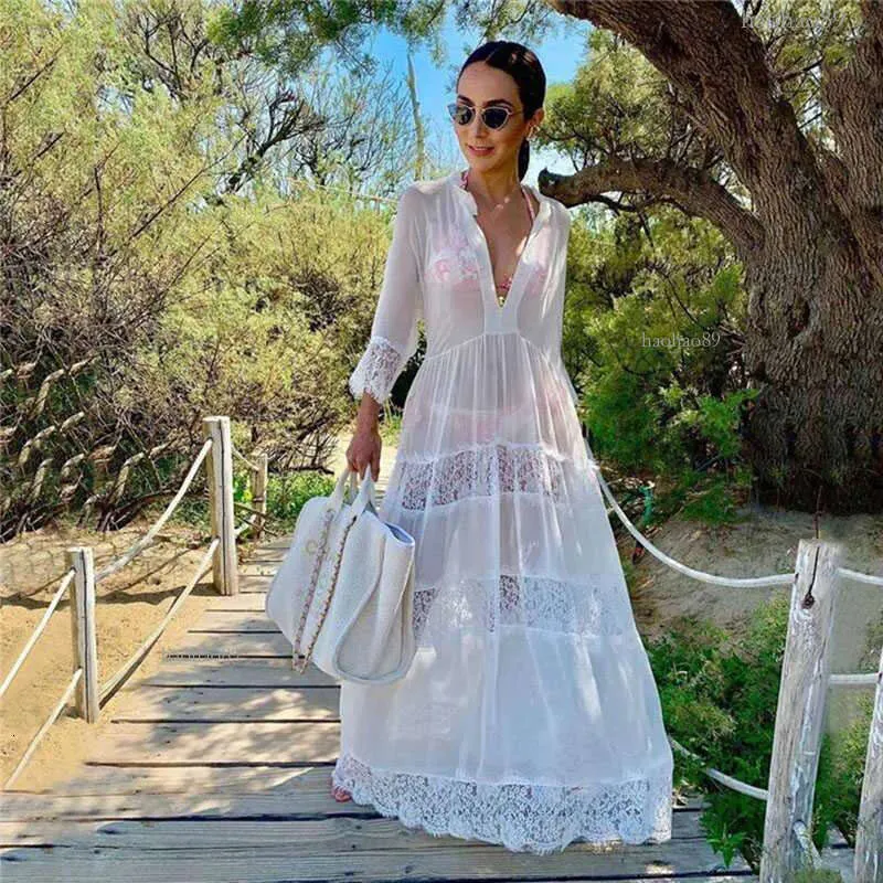 Encaje Vestidos Pareos De Playa Cubierta De Traje De Baño Kaftan