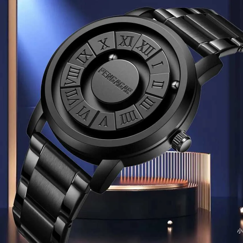 PENGAGAR Mens Watches Stainless Steel Quartz Watch Scrolling