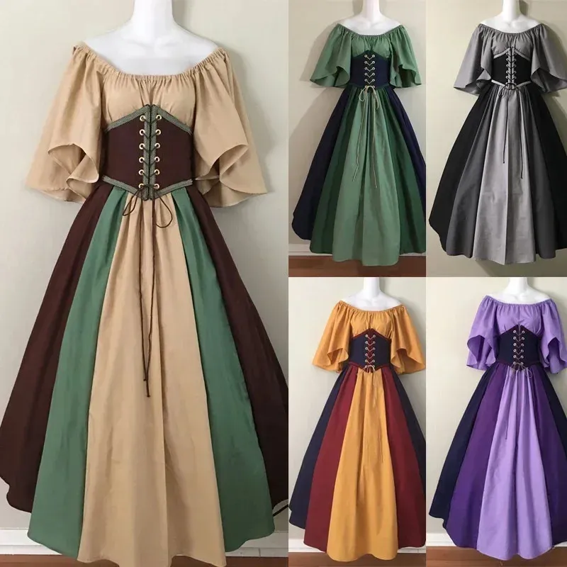 Girls Medieval Corset Dress | Gothic Victorian Halloween Costume Long Gown