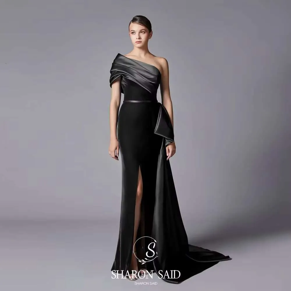 club dresses 2015 Off-Shoulder Pleated Ball blue Evening gown: Chic Straight Evening Dress with Front Slit and Floor-Length Design for Women's Party