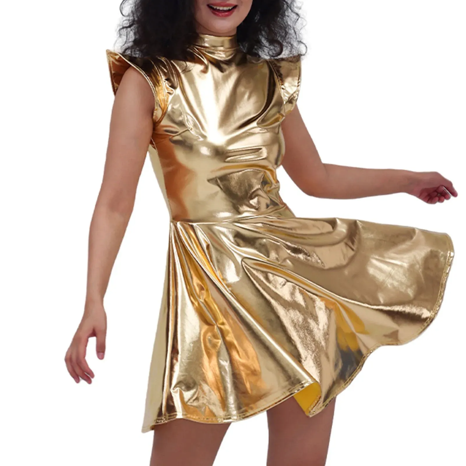 slim fit dress slacks Solid Sequin Sweetheart Neckline Show Choir Dress Metallics main image 0