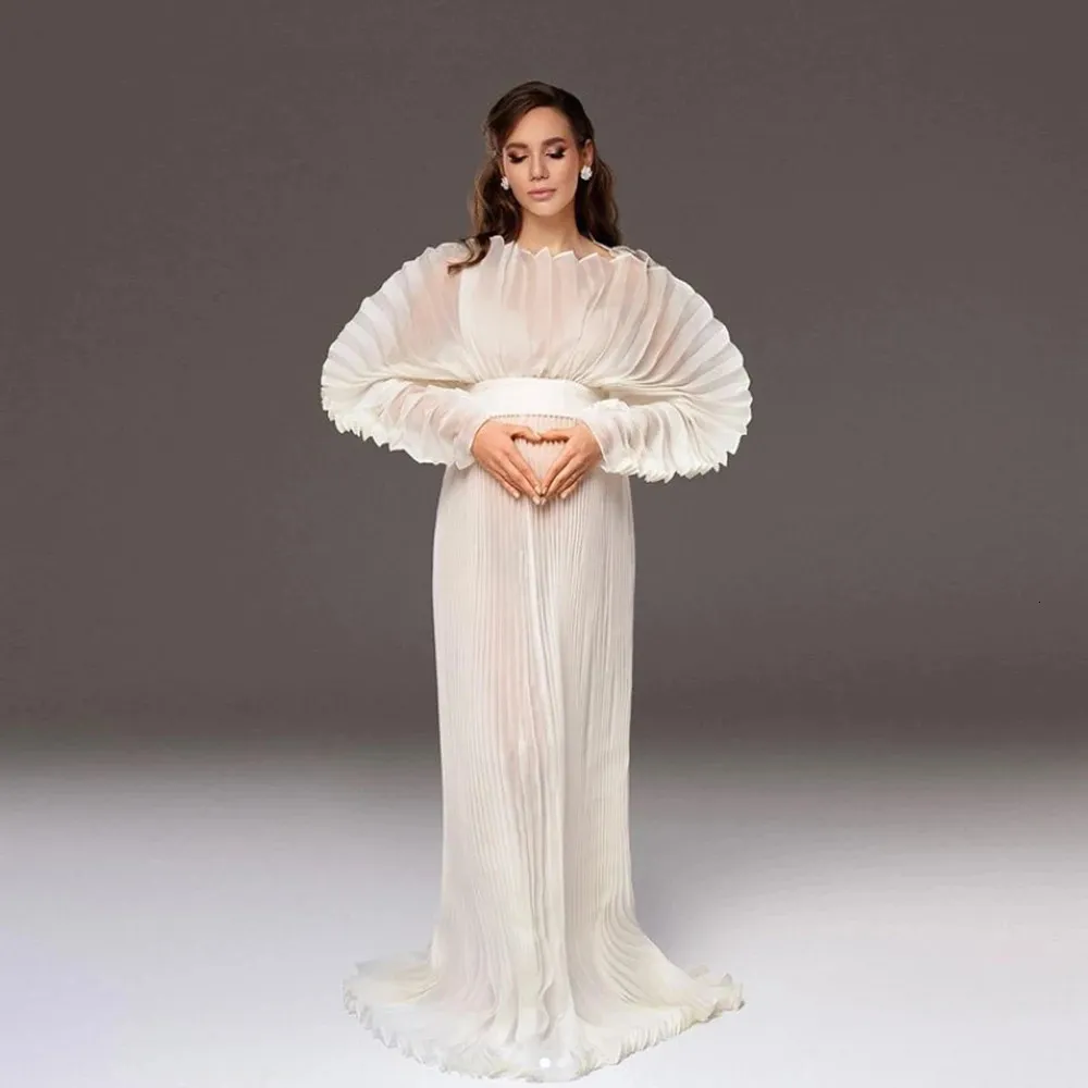 Fashion Organza Pleated Maternity Dress For PoShoot Dresses Pregnancy In White  Dress Plus Size 250207 From Kai07