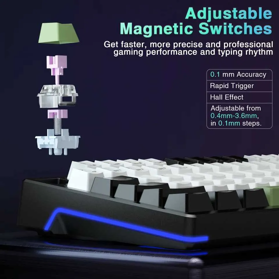 AULA F98X RGB Magnetic Switch Gaming Keyboard Tri-Mode 2.4G/BT5.0