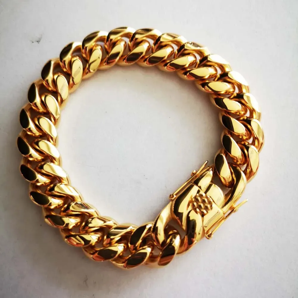 Goldene Miami Cuban Kette Aus Edelstahl Für Damen Und Herren_voghion.com