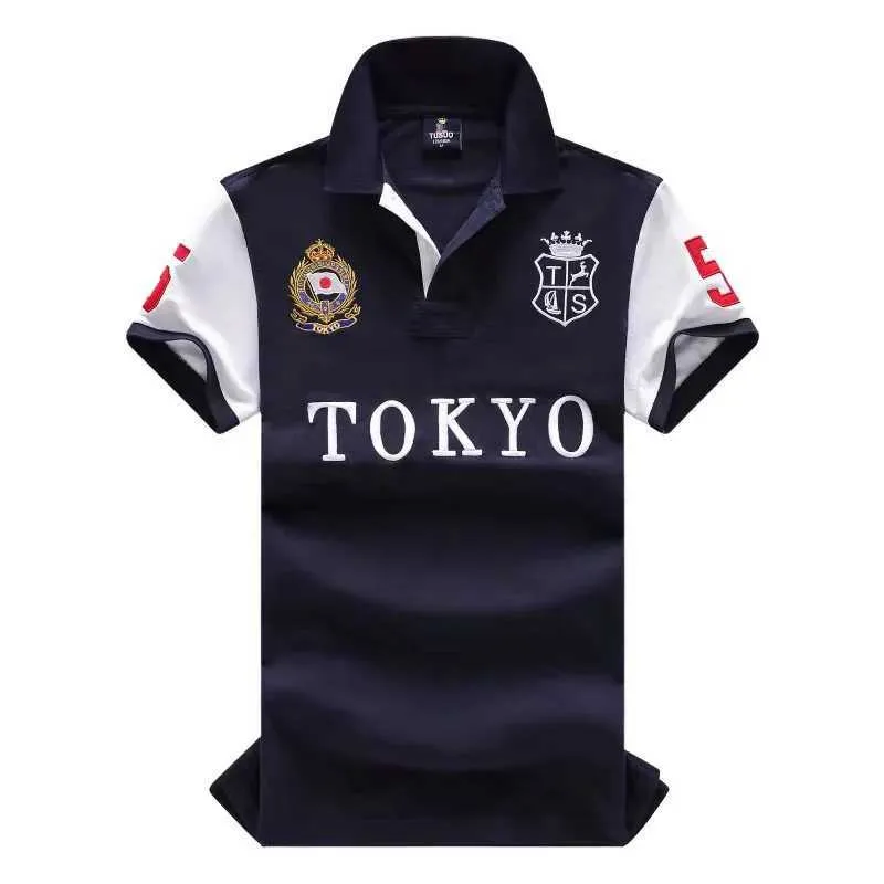 Mens Polos Tokyo Polo Shirt Mens Smart Casual Japanese Embroidery