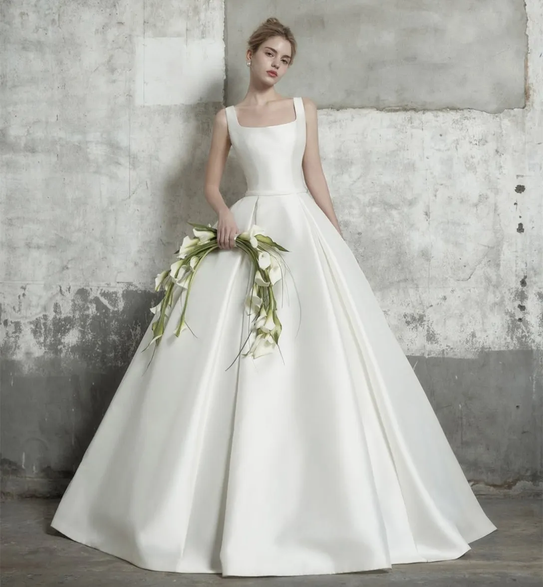 Vintage Long Ivory Satin Wedding Dress with Pockets A-Line Square Neck Watteau Train Lace-Up Back from Dhgate A-Line Wedding Dresses - price 105.73 Vintage Long Ivory Satin Wedding Dress with Pockets A-Line Square Neck Watteau Train Lace-Up Back from Dhgate A-Line Wedding Dresses - price 105.73
