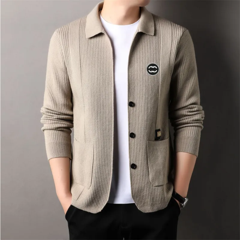 Men's Luxury Knitted Collared Cardigan Mens Jacket Spring Trend ...