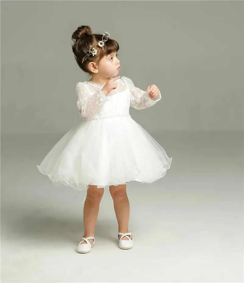 White Long Sleeved White Infant Dress For Birthday... From Men07, $18.7