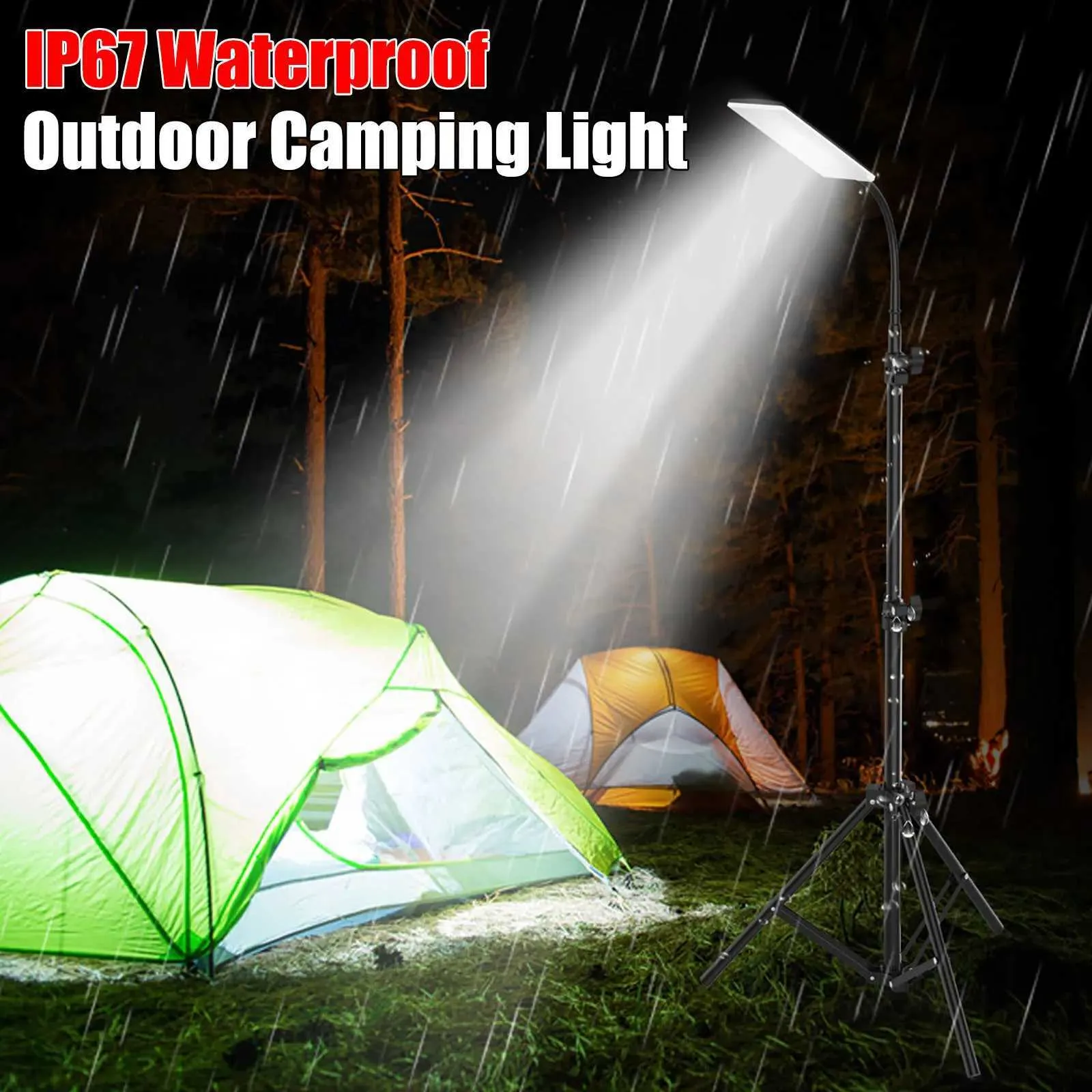 Rechargeable Camping Light With Stand Outdoor Folding Camping Light With High And Low Light Sources And Bracket Led Work Light With Tripod