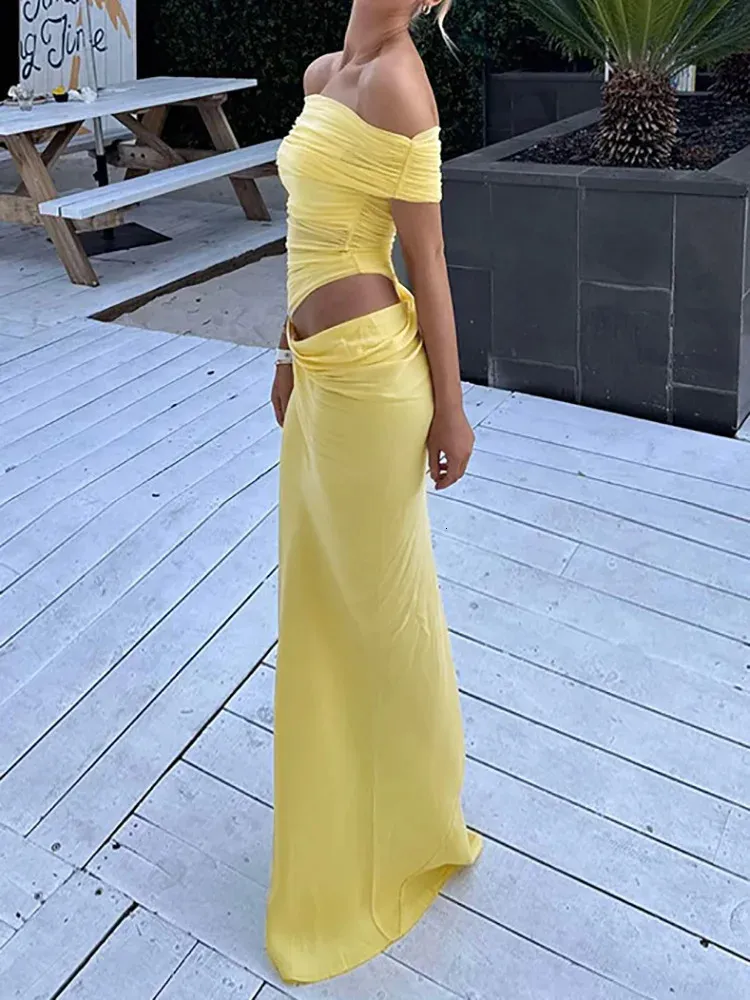 Femme Slash Neck Sleeveless Maxi Dress Hollow Out Party Dress For Women  Elegant Solid Holiday Dress For Spring Summer From Yiwang01, $26.43 |  DHgate.Com