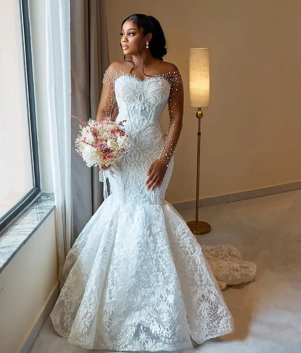 sheer lace mermaid dress Designer White Lace Keyhole Back Mermaid Crepe Fall Wedding Dress