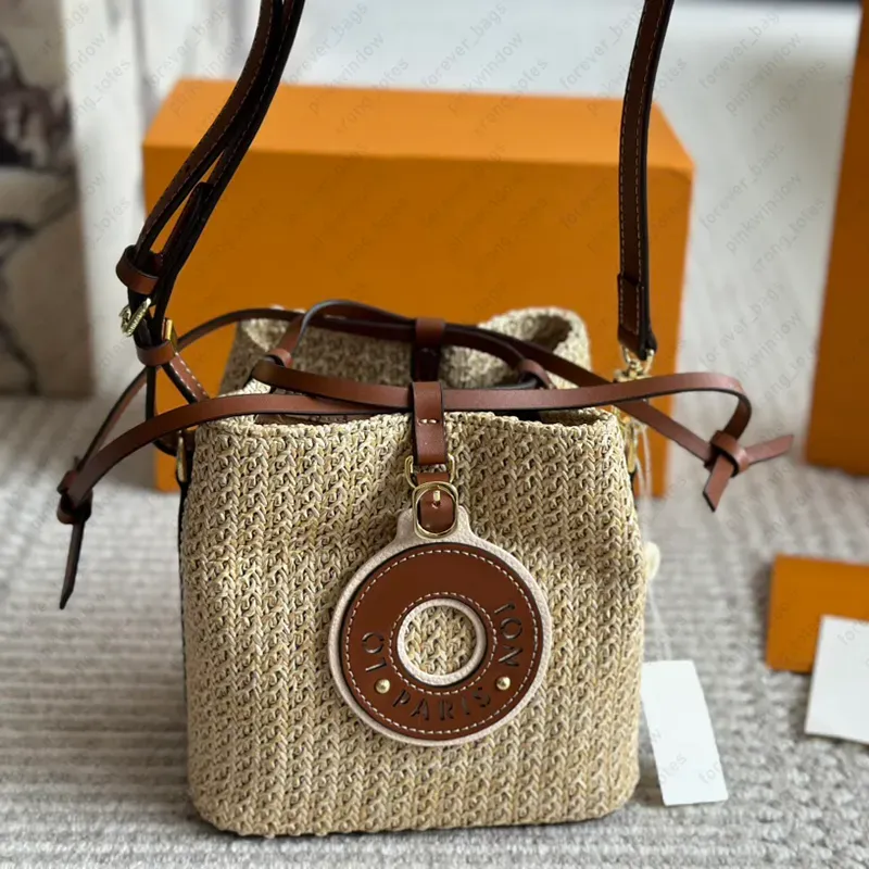 Straw Bucket Bag Womens Shoulder Crossbody Bags Fashion Small