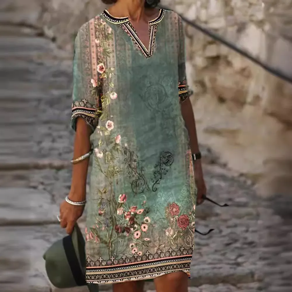 casual women's temu dresses Women's Sleeveless V-Neck Bohemian Dress with Smock Waist & Ice Skating Silhouette