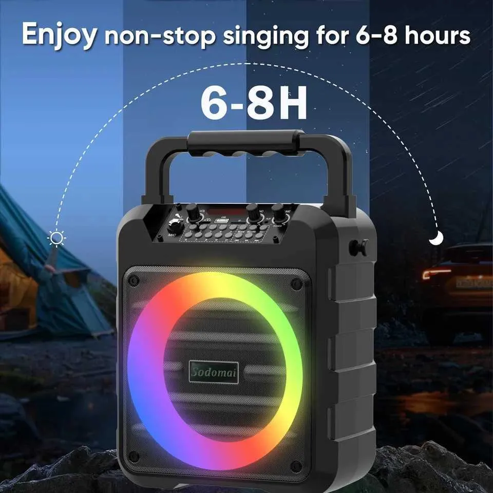 Micro Karaoke - Enfant - Portable - 2 Micros - Bluetooth 5.0 - LED Lumière Sonore - Jeux - Jouets