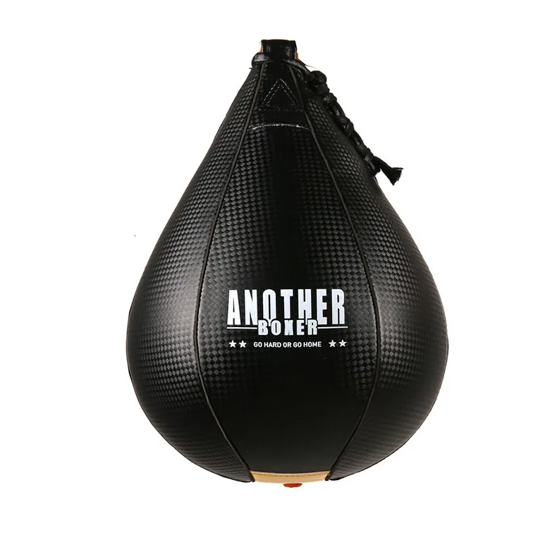 Boxing Speed Ball Pear Shape Training Speed Bag, Black with Mat