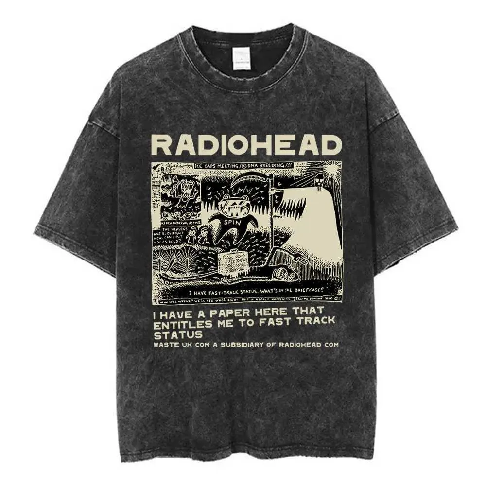 Wholesale Vintage Washed Graphic T Shirt Radiohead Inspired Band